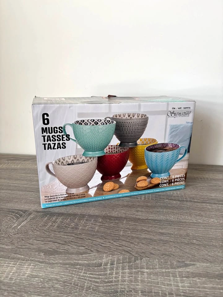 Signature 6 Stoneware Mugs Assorted Patterns