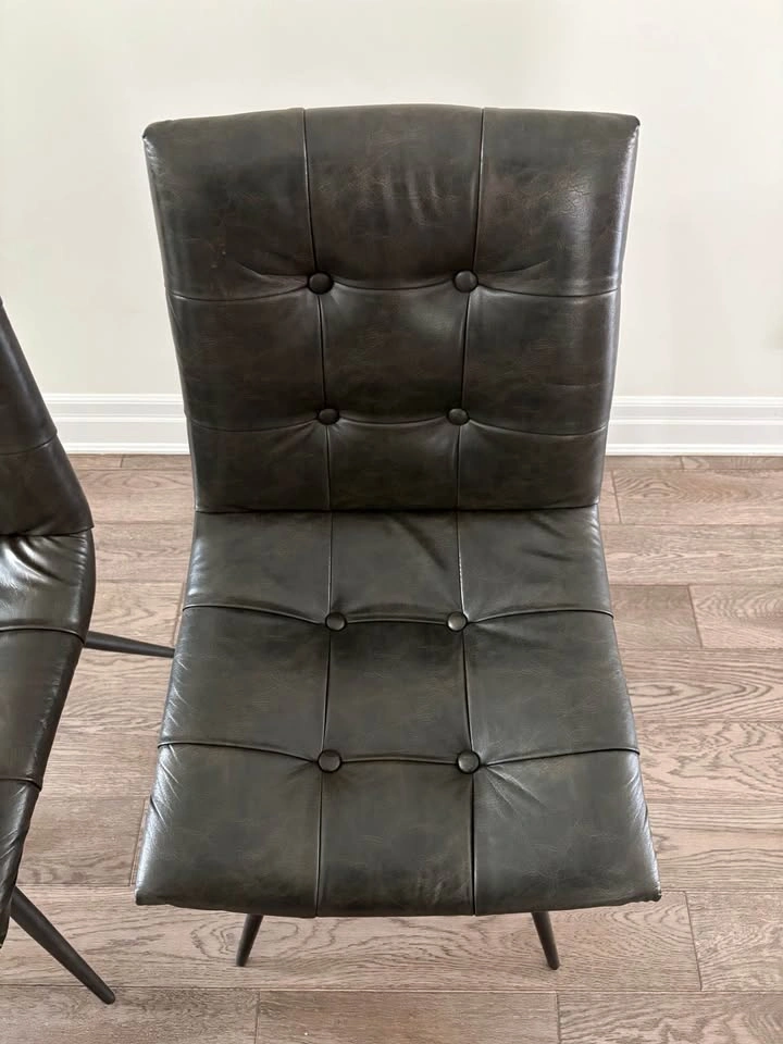 Avis Dining Chair with Vegan Leather Fabric, Metal - Black x 4 - photo 3