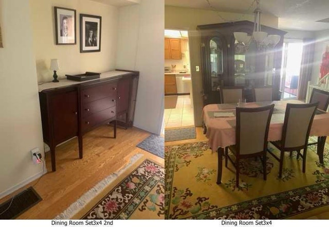 Dining room set, 3 pieces including table with 6 chairs