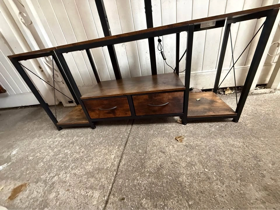 Industrial TV Stand with Integrated Mount and Power Outlet - photo 3