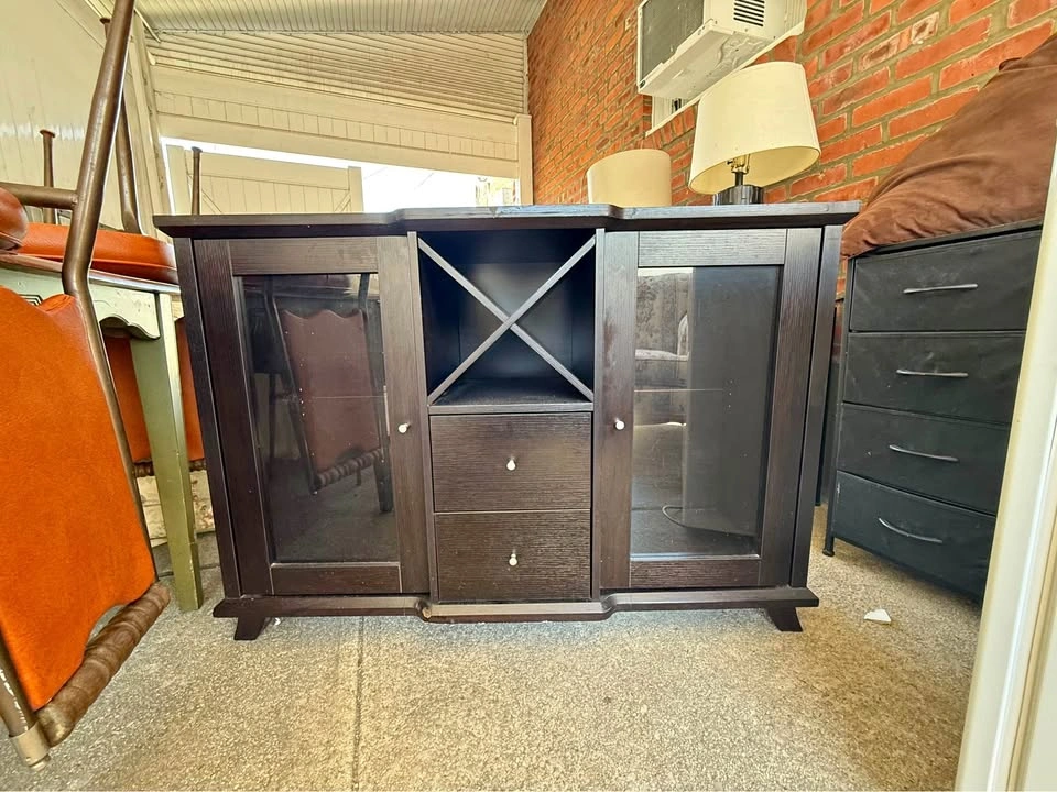 Dark Wood Buffet with Wine Rack