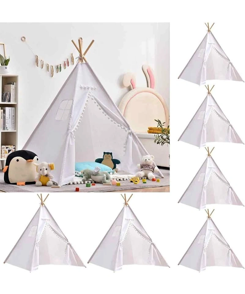 6 PCS White Kids Teepee Play Tent