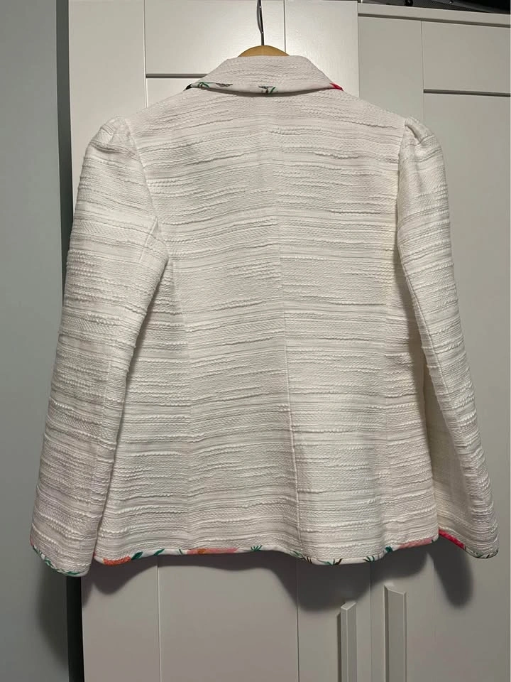 Kate Spade White Blazer with Floral Trim - photo 4