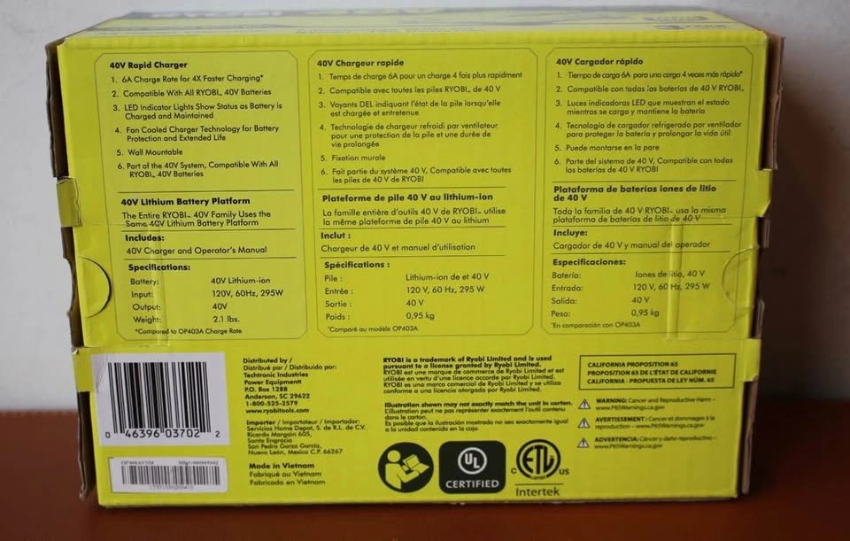 Ryobi OP406A 40V Lithium-Ion Rapid Charger - photo 4