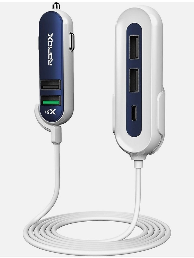 RapidX X5+ 5 Port USB Car Charger QC 3.0 Type-C Hub - photo 4
