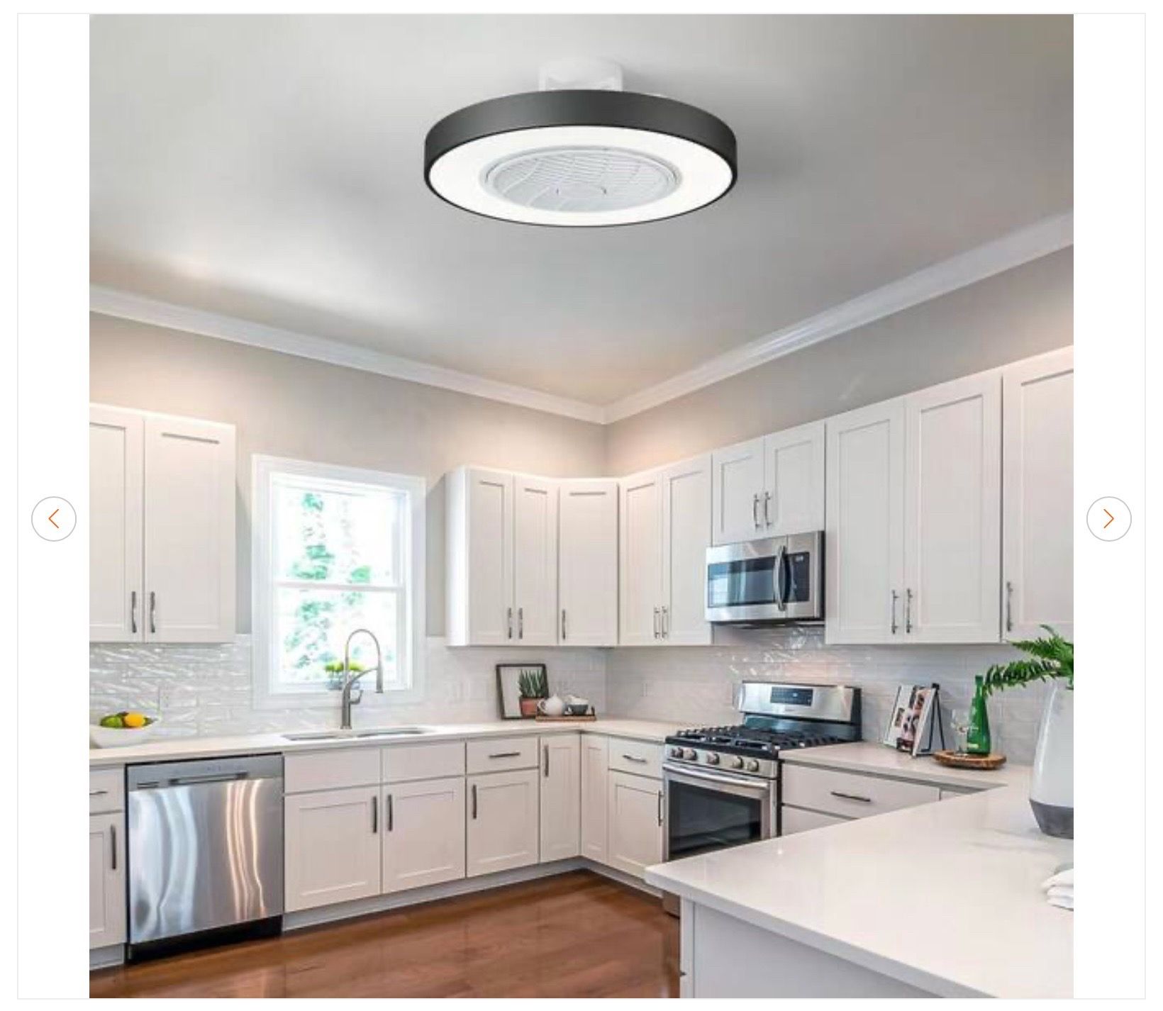 21 in. Integrated LED Modern Black Caged Flush Mount Ceiling Fan - photo 2