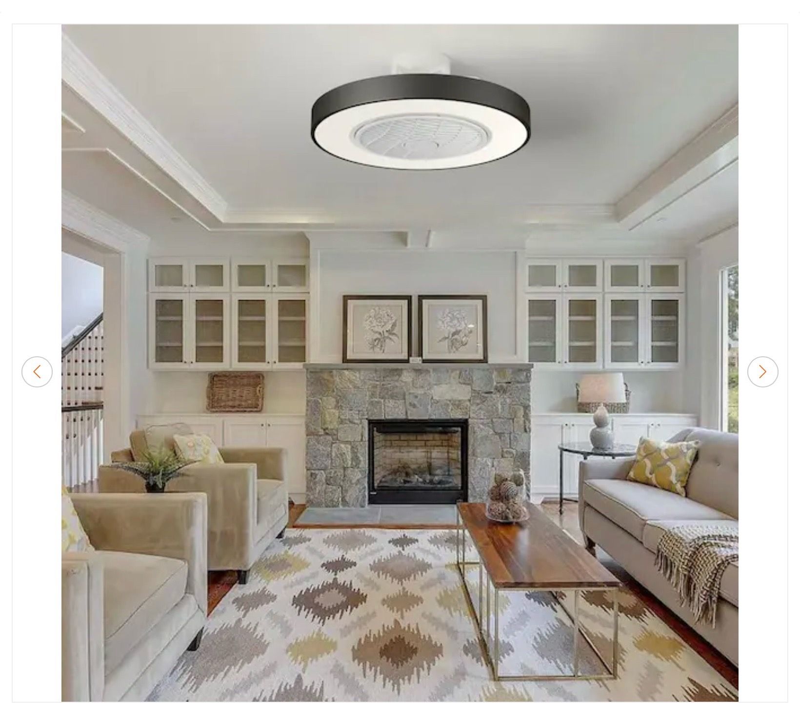 21 in. Integrated LED Modern Black Caged Flush Mount Ceiling Fan - photo 3