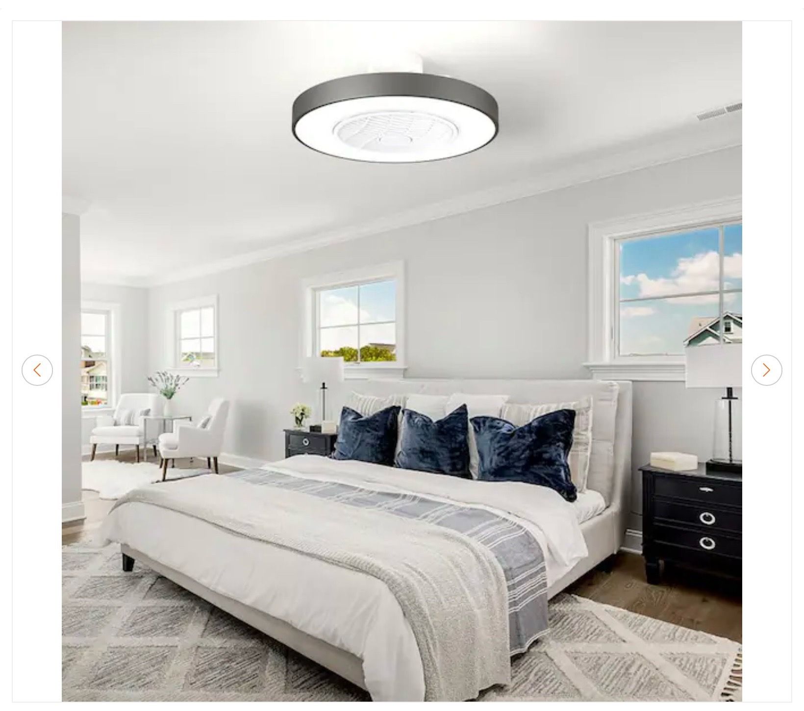 21 in. Integrated LED Modern Black Caged Flush Mount Ceiling Fan - photo 4