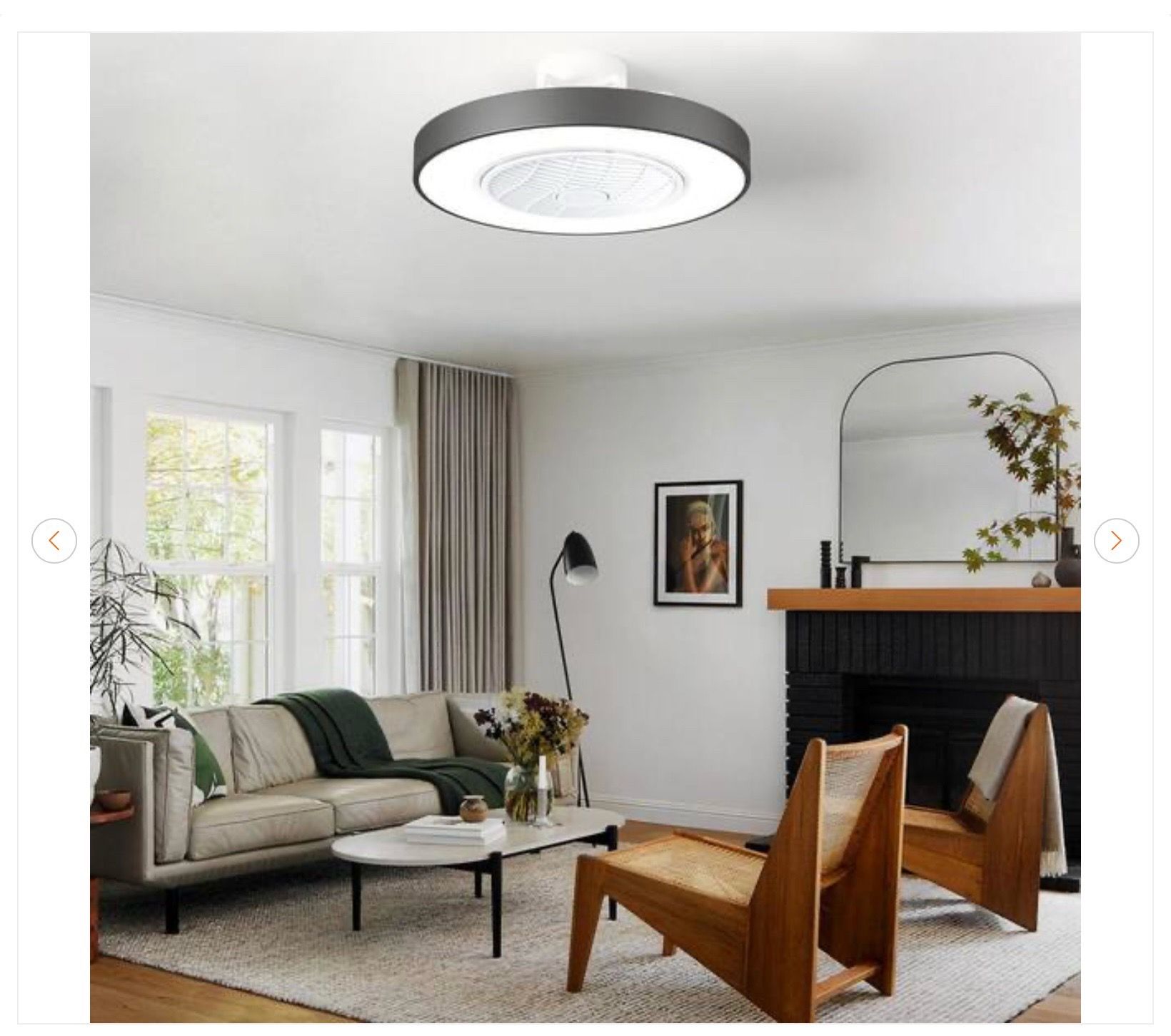 21 in. Integrated LED Modern Black Caged Flush Mount Ceiling Fan - photo 5