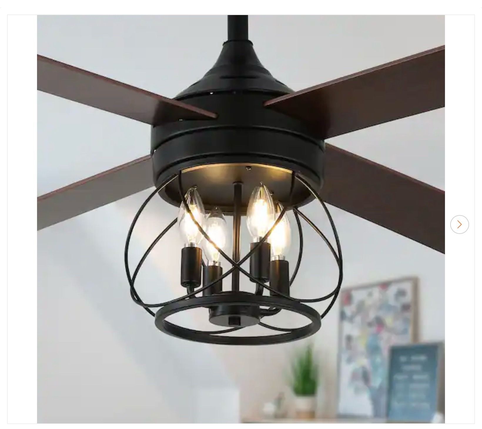 Oaks Aura Faria 52 in. Indoor Black 4-Light Ceiling Fan - New