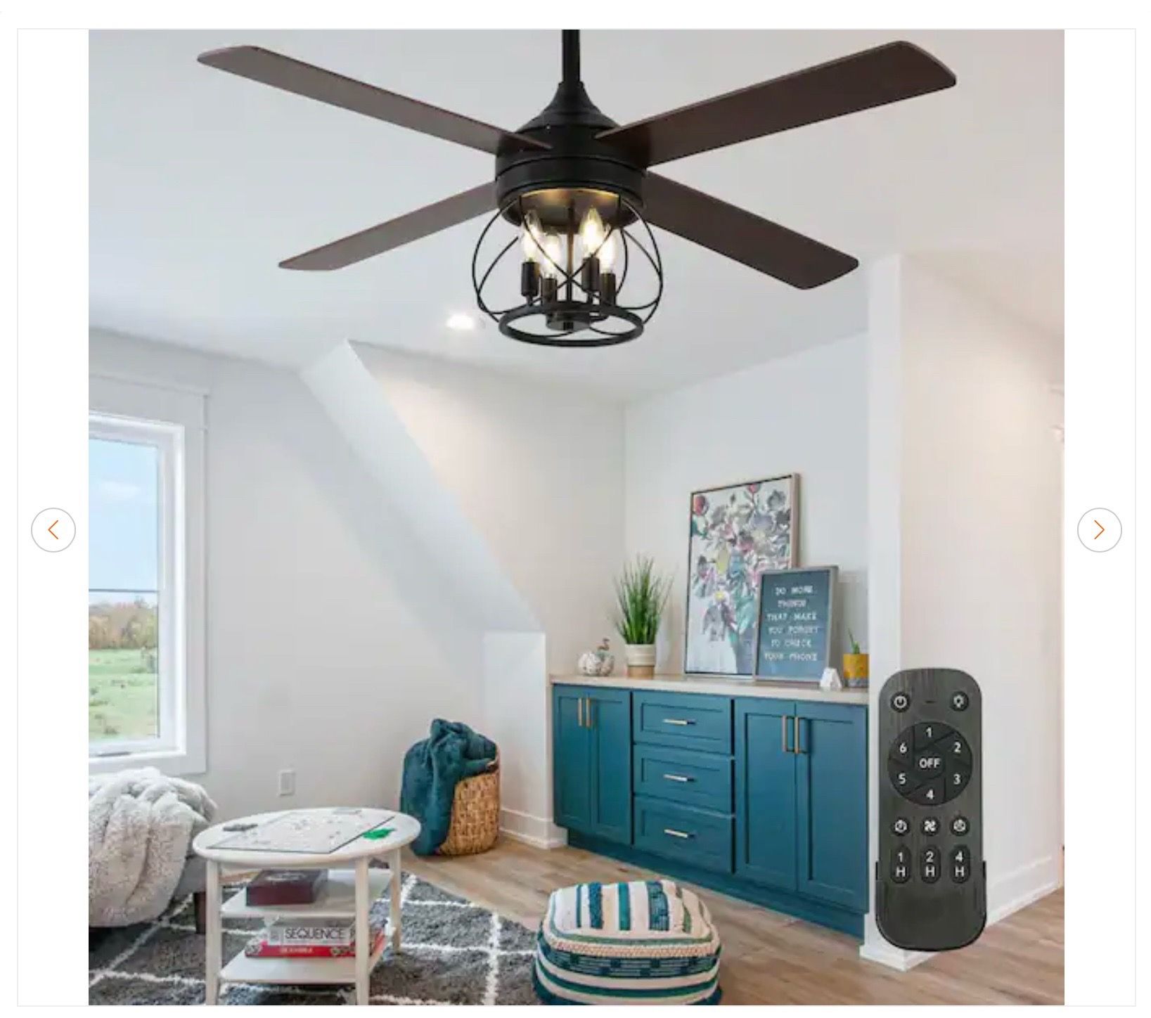 Oaks Aura Faria 52 in. Indoor Black 4-Light Ceiling Fan - New - photo 2