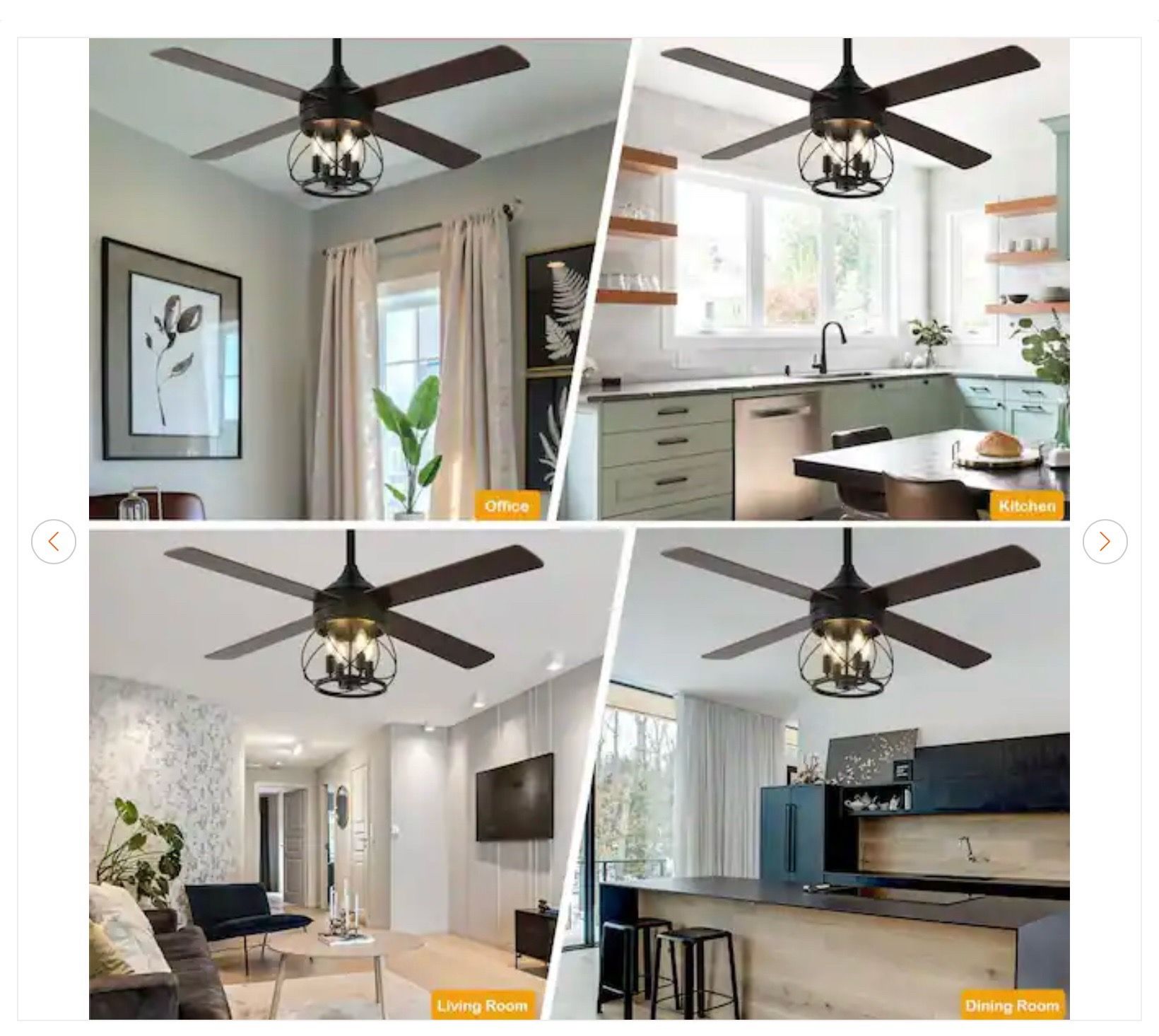 Oaks Aura Faria 52 in. Indoor Black 4-Light Ceiling Fan - New - photo 3