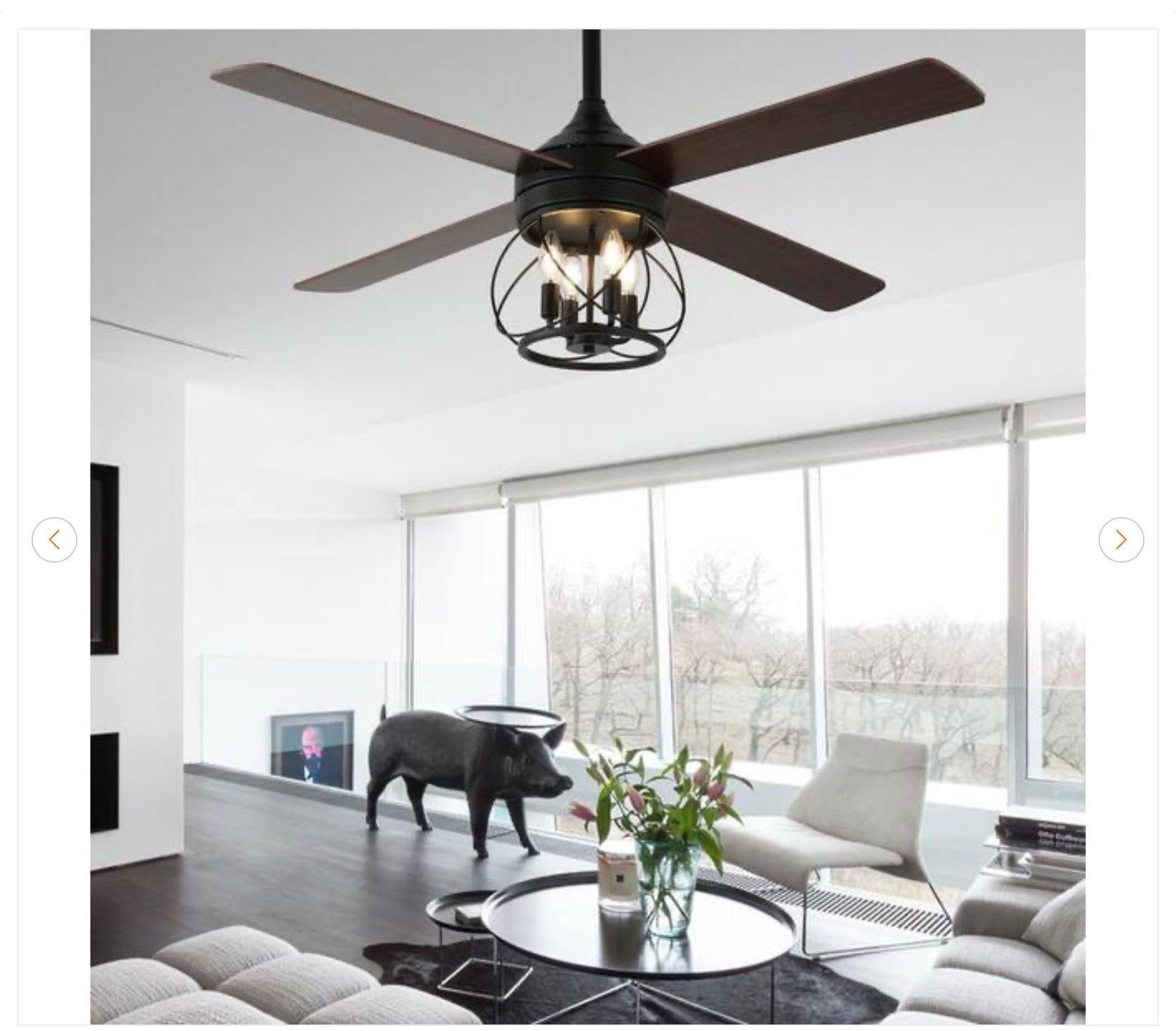 Oaks Aura Faria 52 in. Indoor Black 4-Light Ceiling Fan - New - photo 4