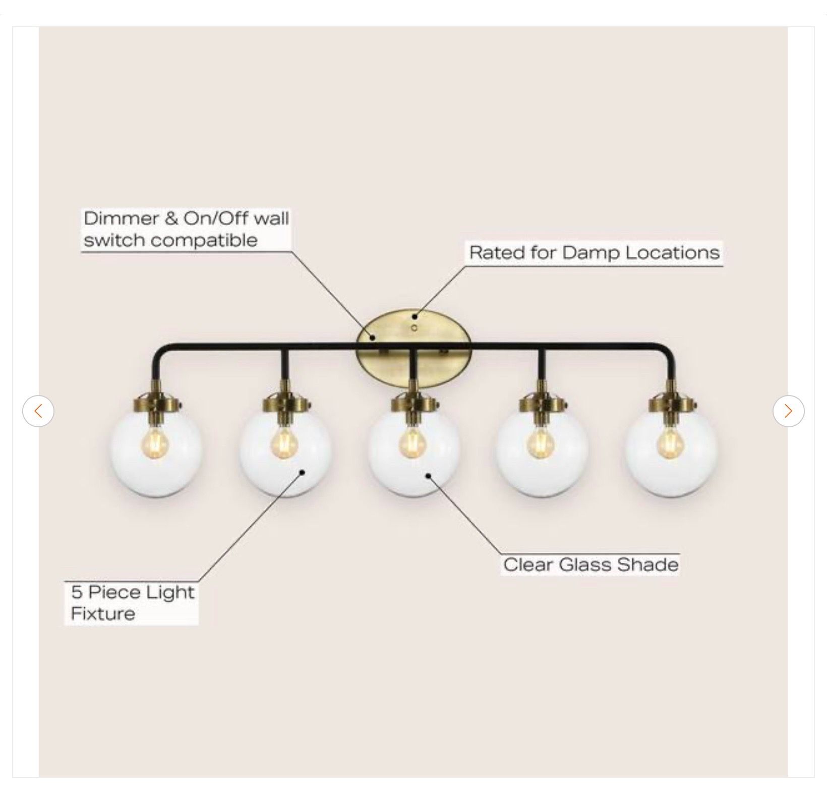 JONATHAN Y Caleb 38 in. 5-Light LED Vanity Light - New - photo 3