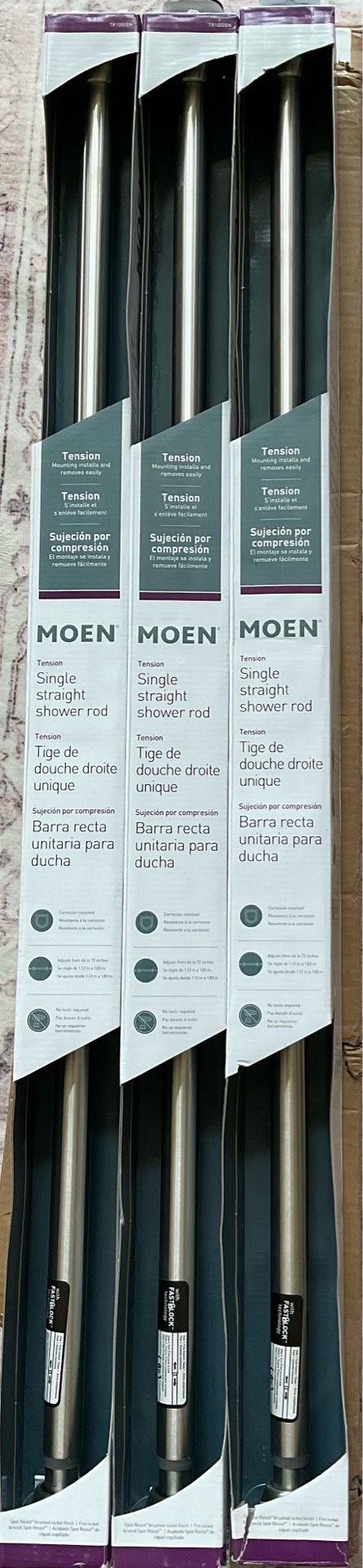 Lot of 12 - MOEN 72 in. Adjustable Tension Shower Rods