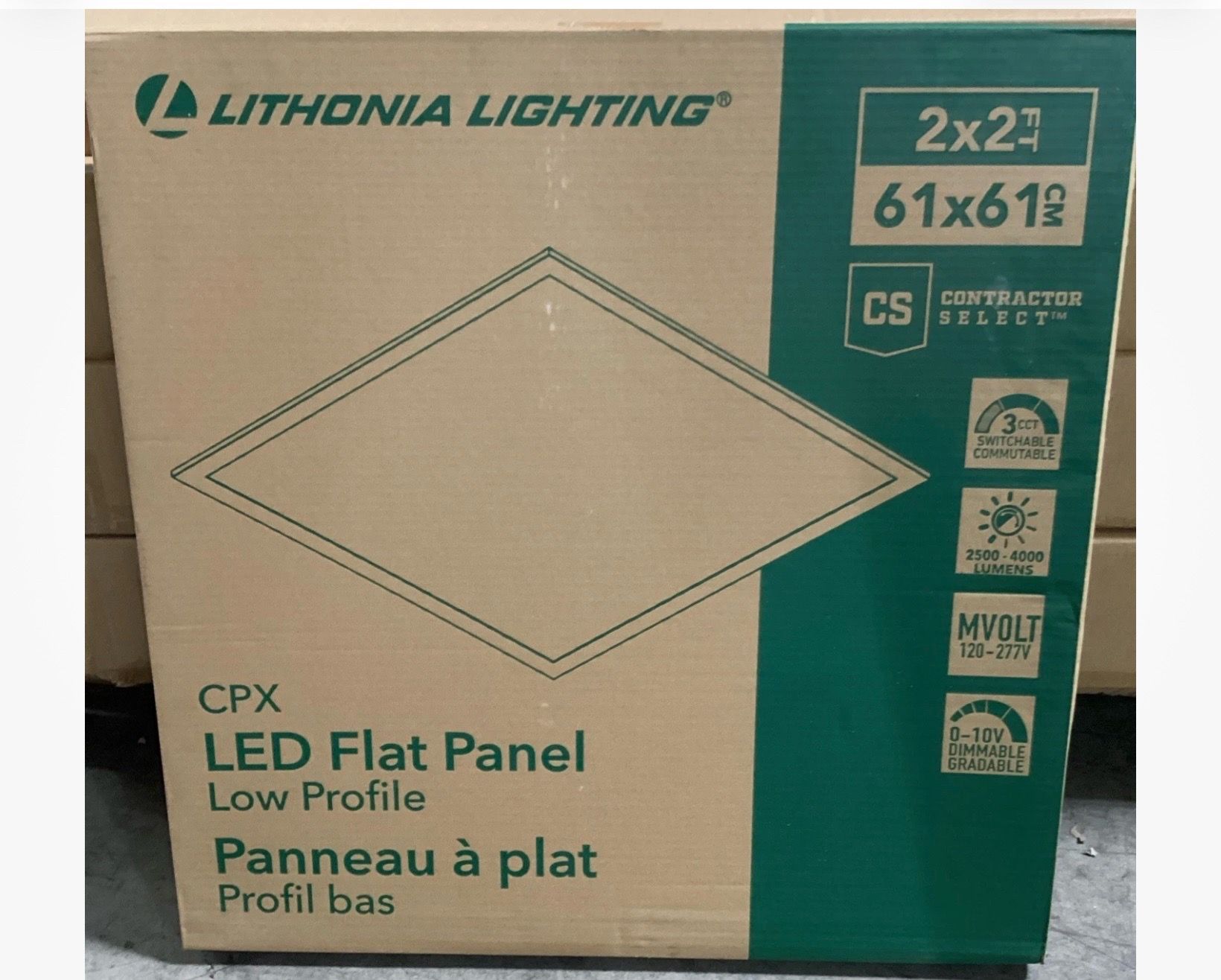 Lithonia Lighting 2x2 LED Panel Light, Adjustable Lumens