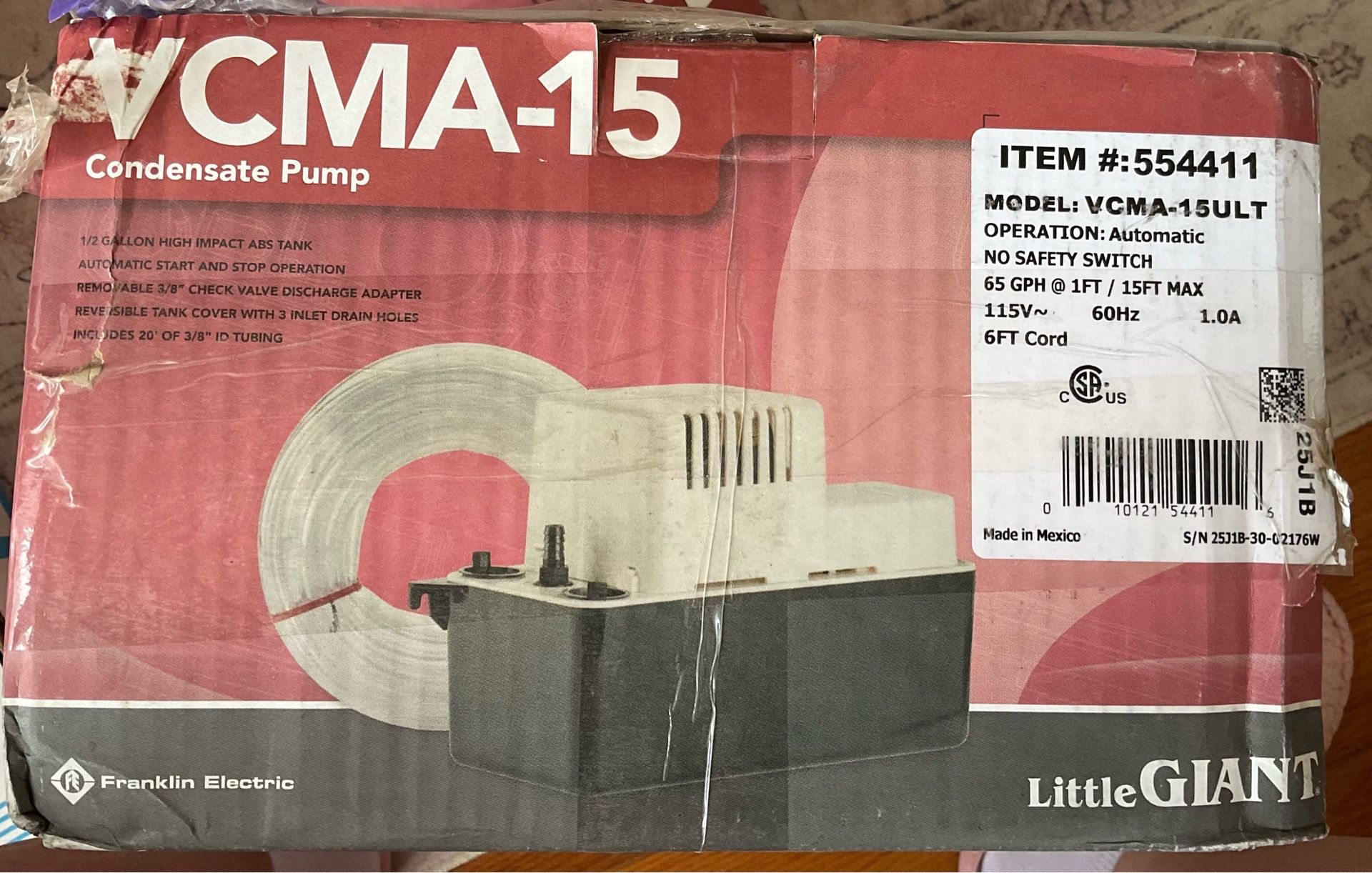 VCMA-15ULT 115-Volt Condensate Removal Pump - New