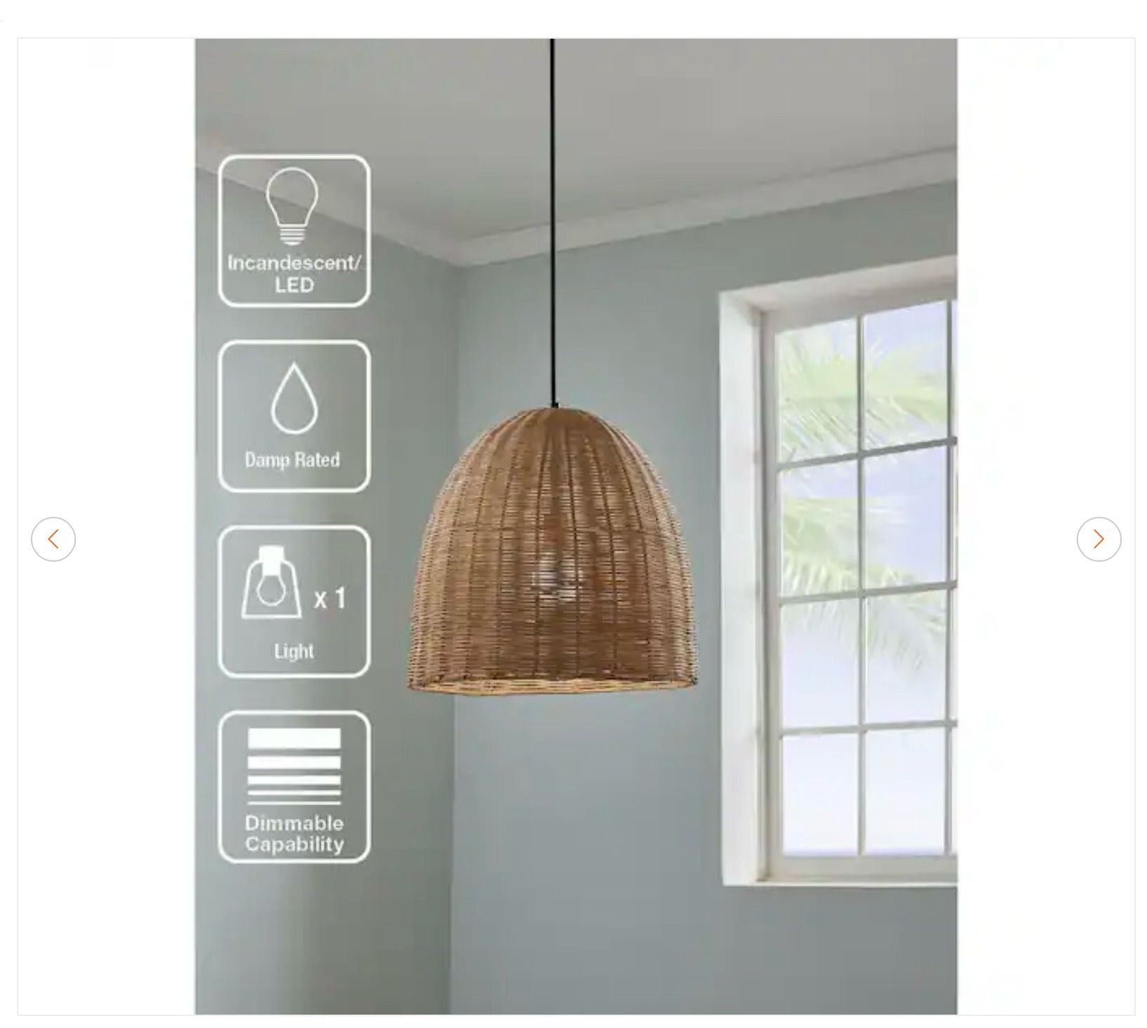 Hampton Bay Highler 60-Watt 1-Light Matte Black Pendant - photo 5