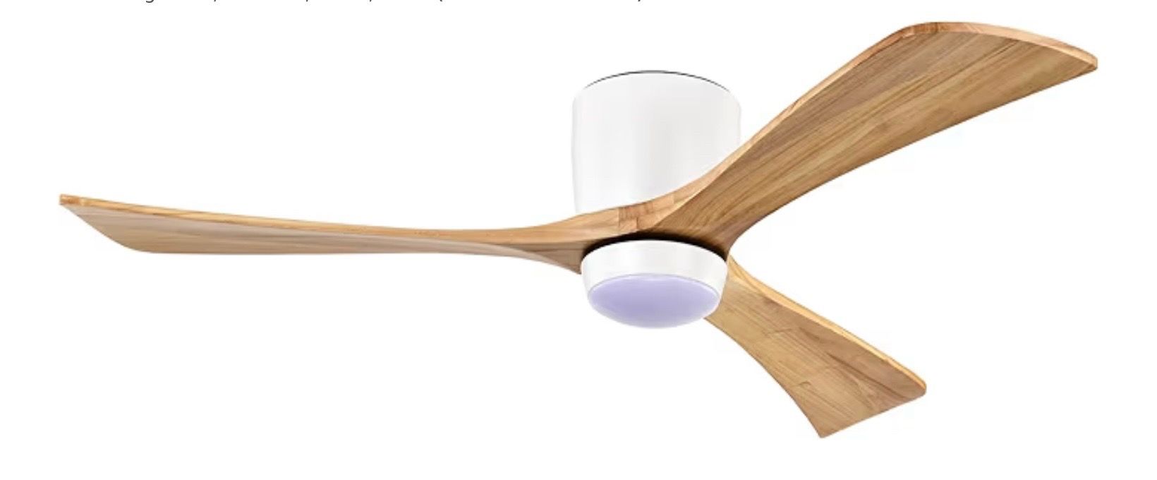 52" Flush Mount Solid Wood Blades Ceiling Fan with Lights