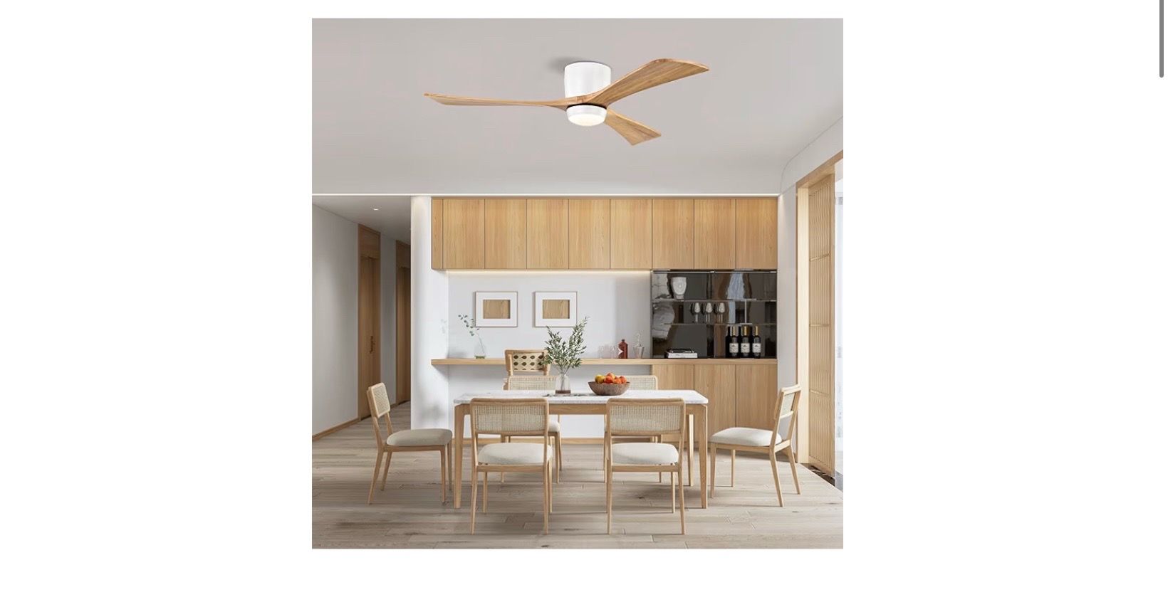 52" Flush Mount Solid Wood Blades Ceiling Fan with Lights - photo 2