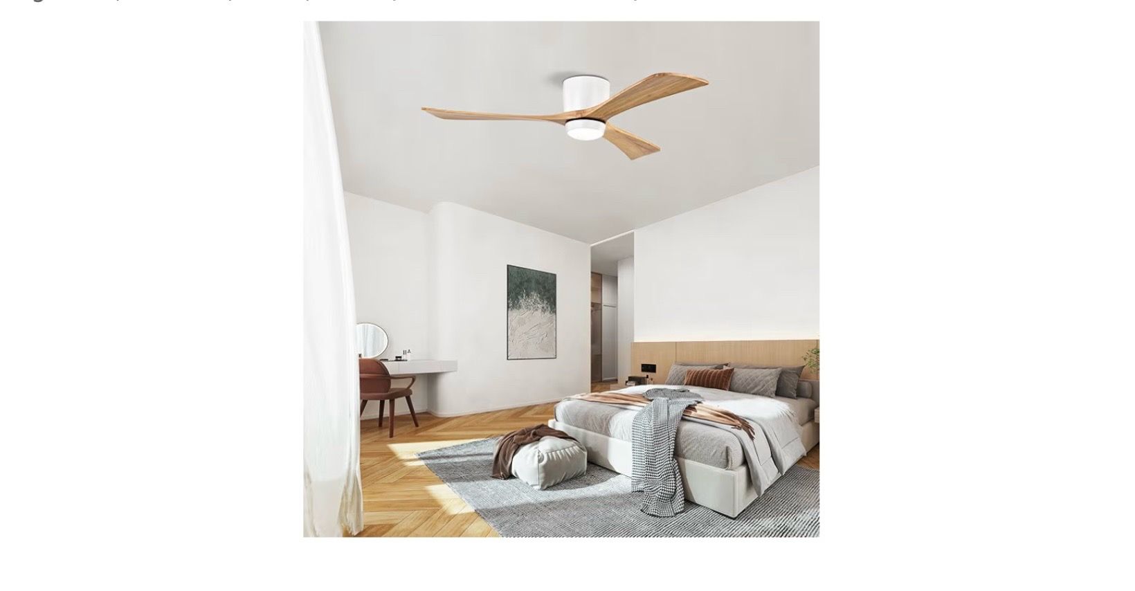 52" Flush Mount Solid Wood Blades Ceiling Fan with Lights - photo 5