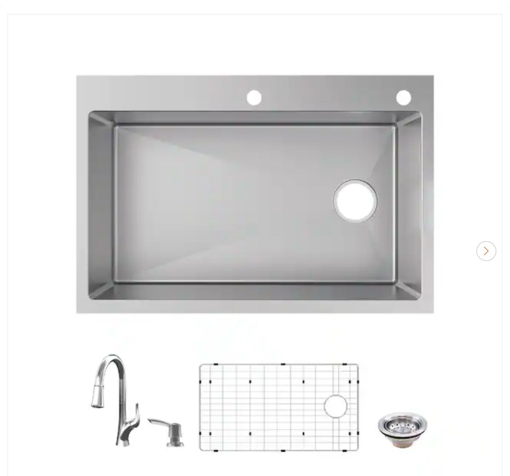 Glacier Bay Dolancourt 33 in. Stainless Steel Kitchen Sink