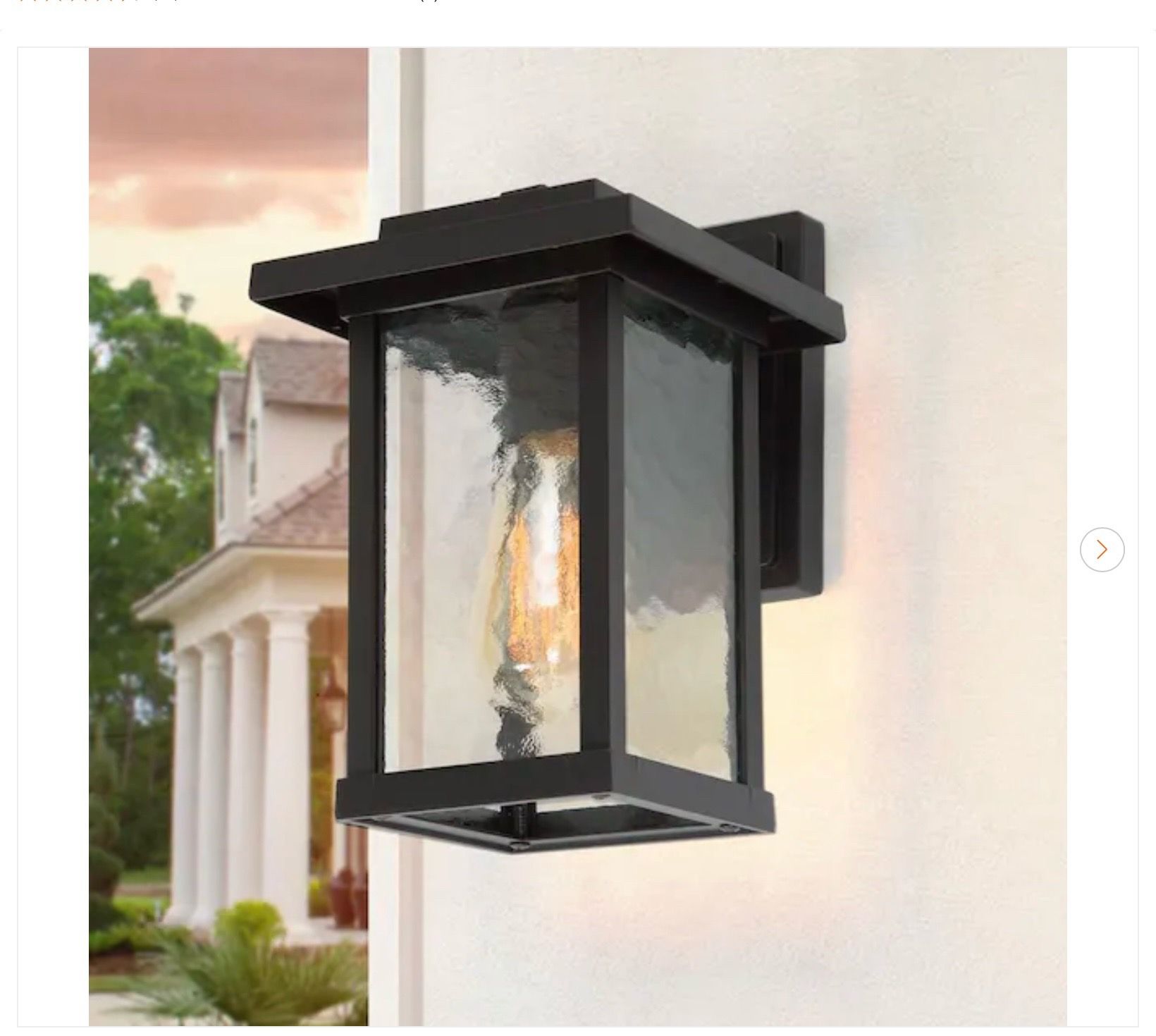 1-Light Black Modern Farmhouse Outdoor Wall Lantern - 2 Pack