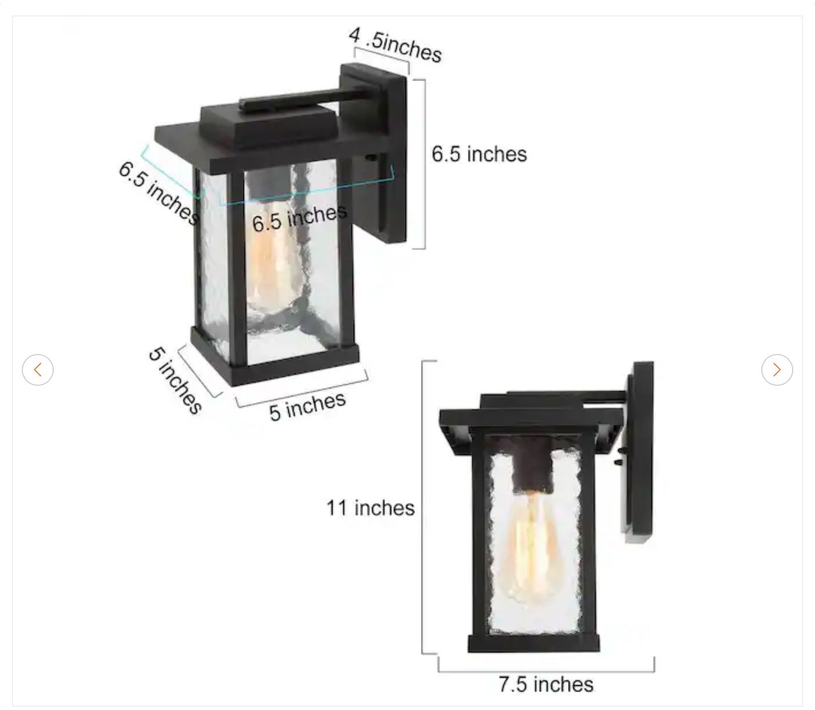 1-Light Black Modern Farmhouse Outdoor Wall Lantern - 2 Pack - photo 5