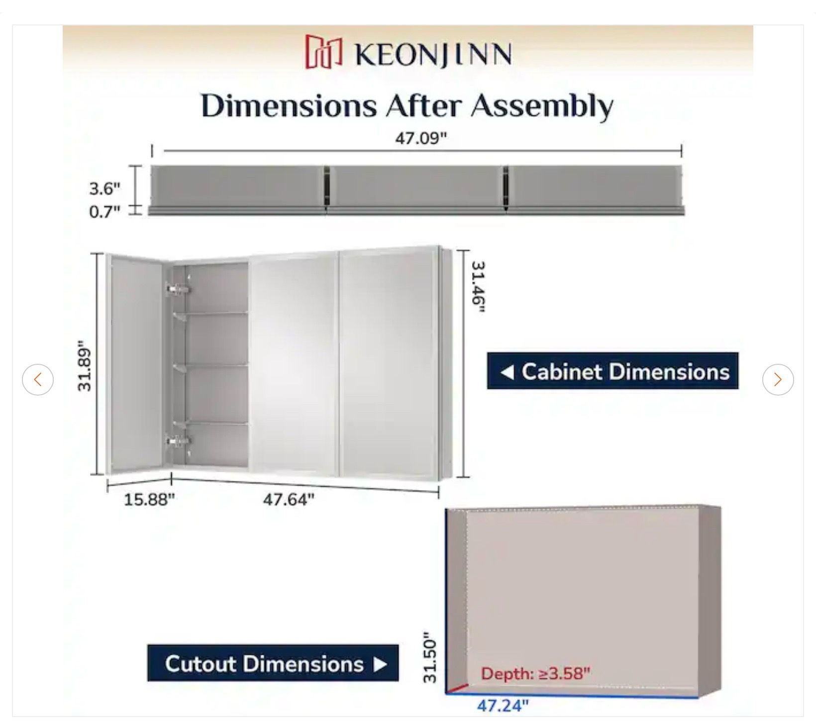 48 in. x 32 in. Rectangular Frameless Medicine Cabinet - photo 2