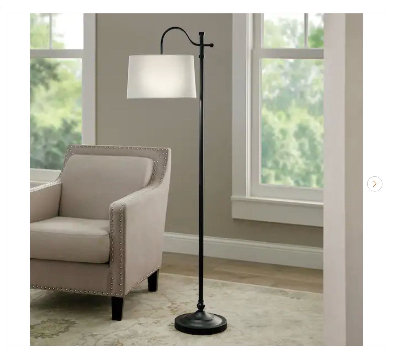 Hampton Bay Carver 58 in. Black Downbridge Floor Lamp - New