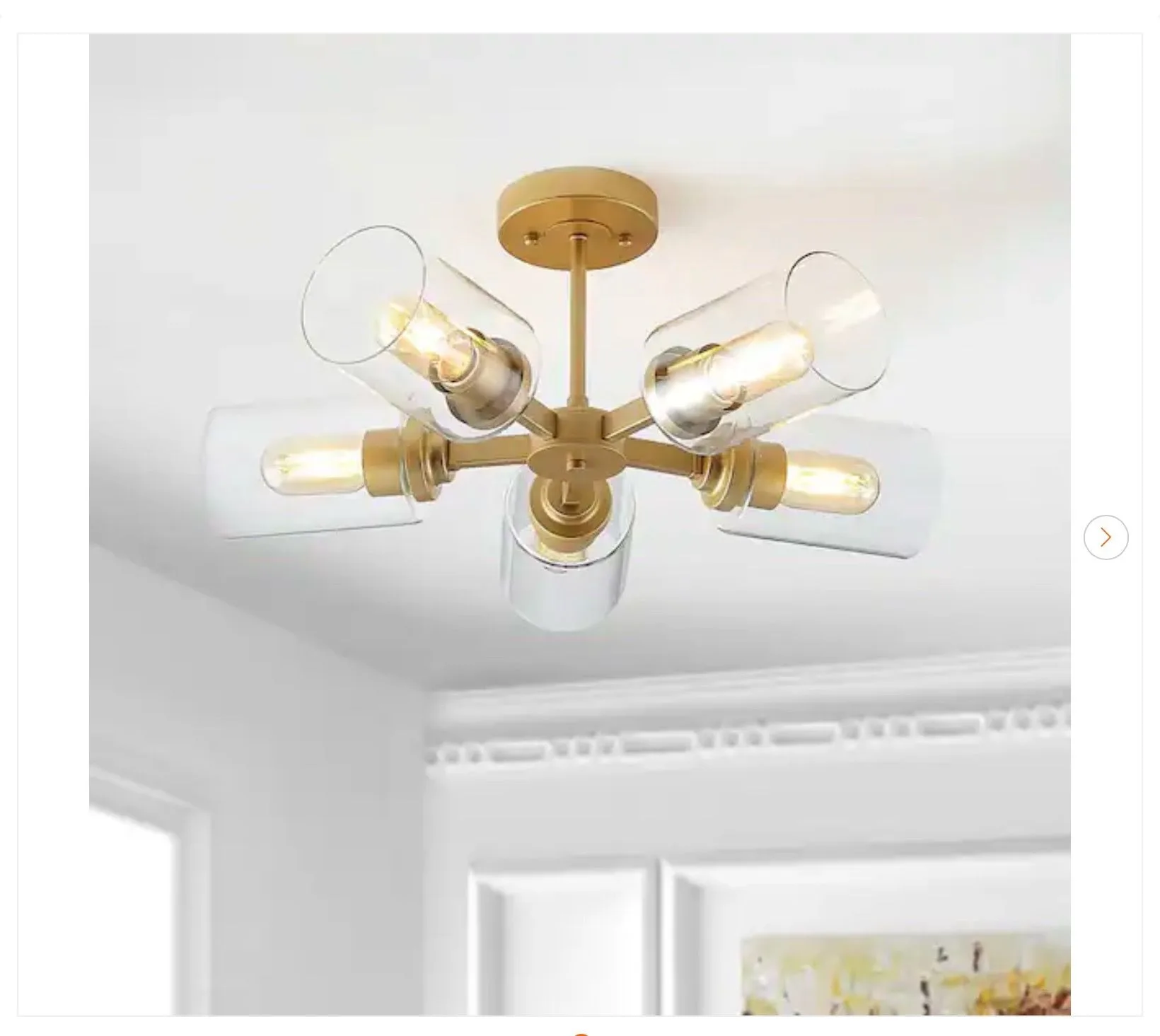 Jaynie 21.5 in. 5-Light Brass Gold Farmhouse Flush Mount