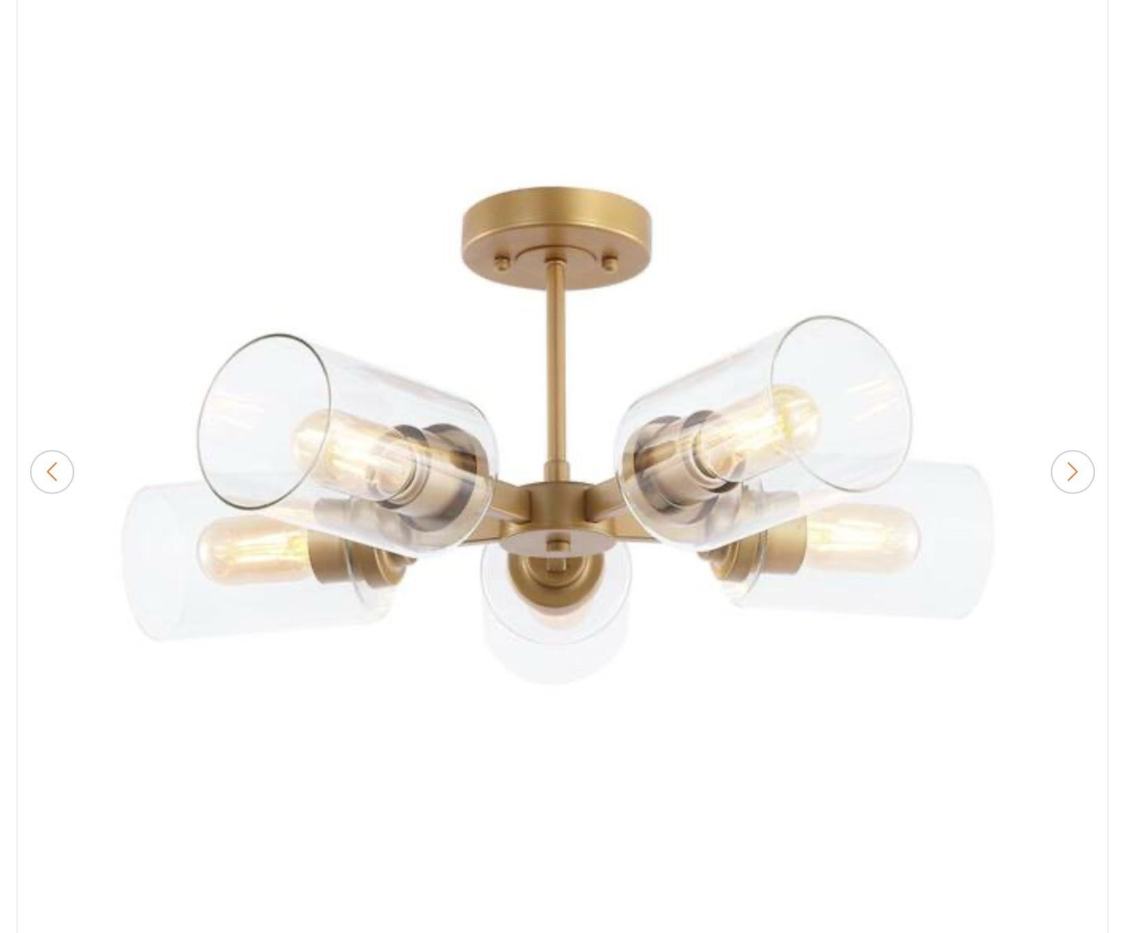Jaynie 21.5 in. 5-Light Brass Gold Farmhouse Flush Mount - photo 2