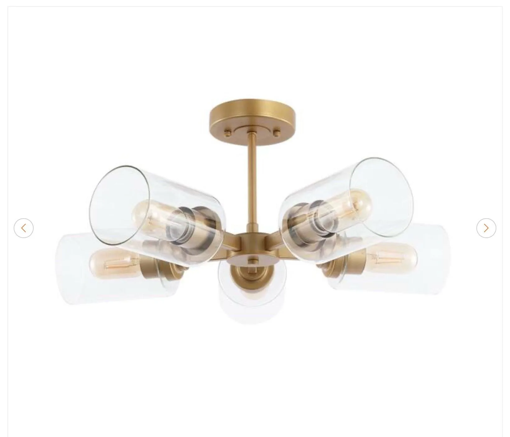 Jaynie 21.5 in. 5-Light Brass Gold Farmhouse Flush Mount - photo 5
