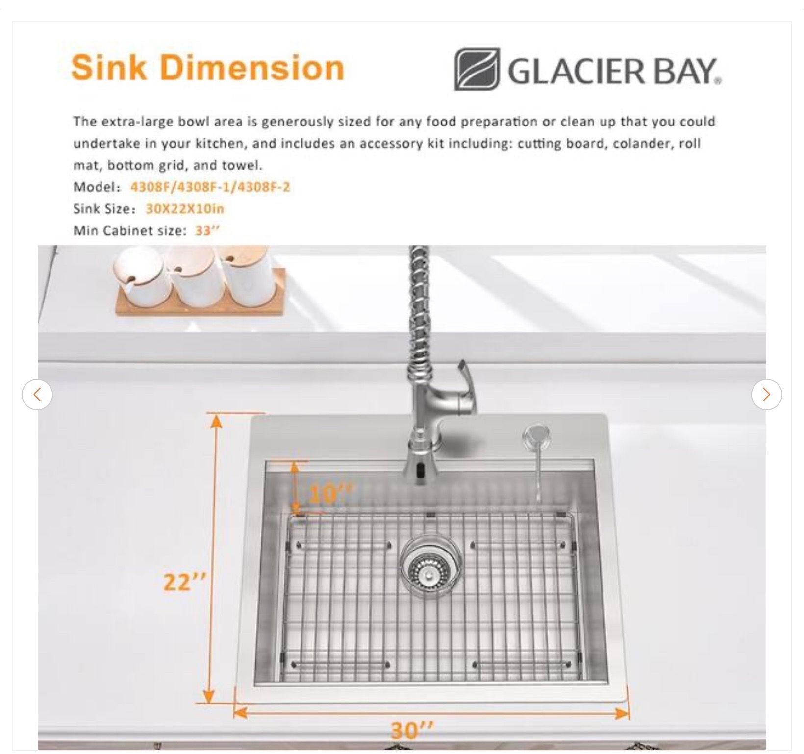 30 in. Drop-In Single Bowl Stainless Steel Kitchen Sink - NEW - photo 3