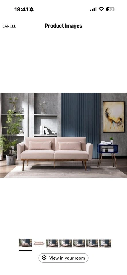 Velvet Sofa with Gold Legs - photo 2
