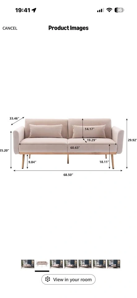 Velvet Sofa with Gold Legs - photo 3