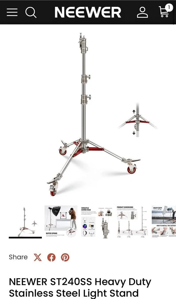 New Neewer ST240SS light stand w/casters
