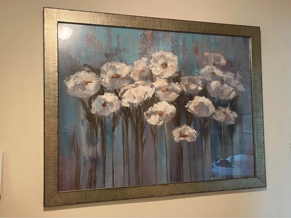 Modern Decorative Floral Original Oil Painting With Golden Frame - photo 2