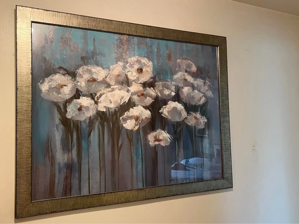 Modern Decorative Floral Original Oil Painting With Golden Frame - photo 3