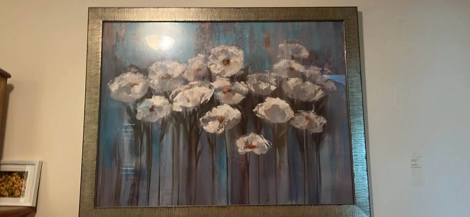 Modern Decorative Floral Original Oil Painting With Golden Frame - photo 4
