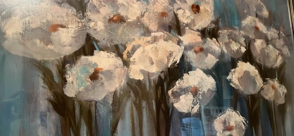 Modern Decorative Floral Original Oil Painting With Golden Frame - photo 5