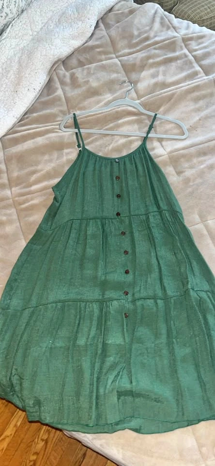 Green Tiered summer dress flowy
