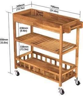 New 3-tiered wooden kitchen rolling cart - photo 3