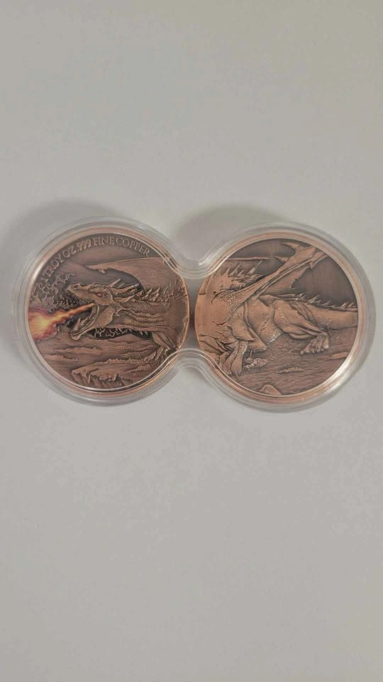 Dual Stack 2oz Copper Fire Dragon Collectible in Capsule - photo 2