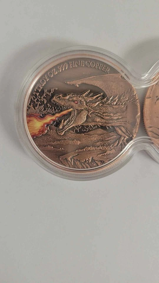 Dual Stack 2oz Copper Fire Dragon Collectible in Capsule - photo 3