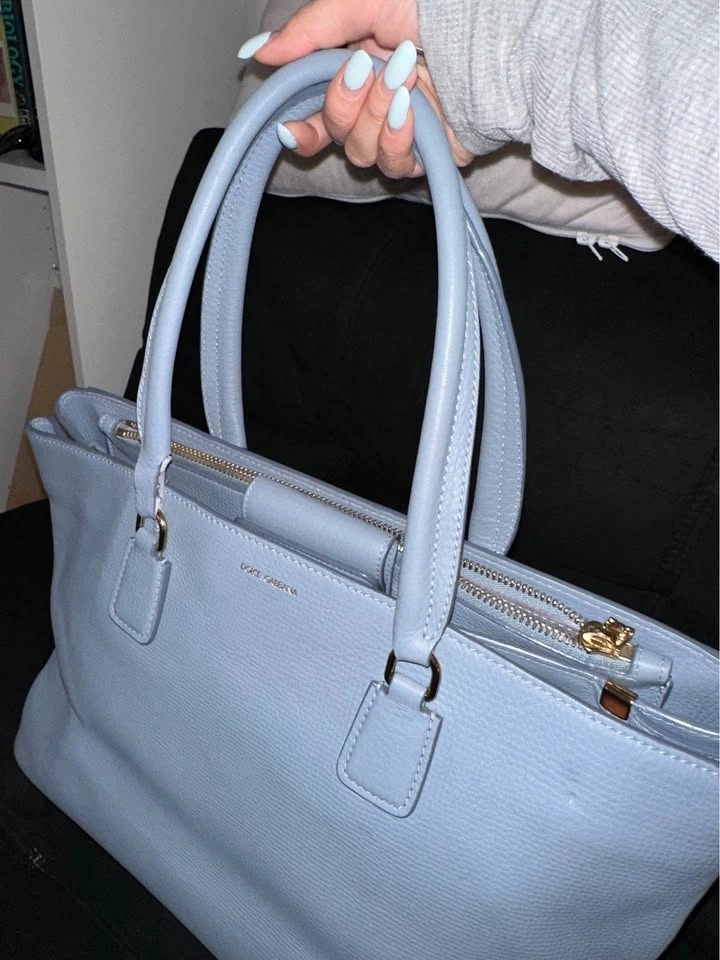 Dolce and Gabbana Calfskin Clara Tote Baby Blue D&G - photo 3