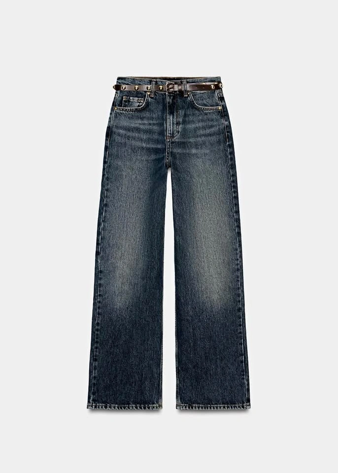 Zara high waisted straight tapered jeans with belt