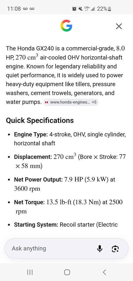 Honda pump gx240 - photo 2