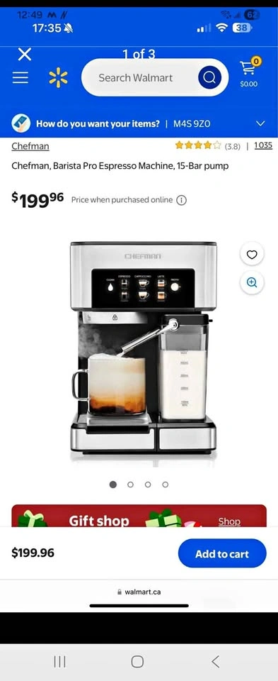 Chefman Barista Pro Espresso Machine 15-Bar pump