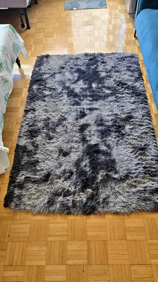 Gray black shag rug